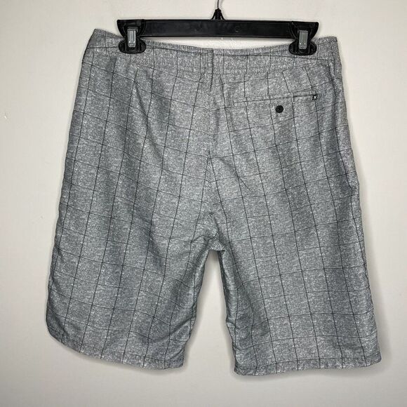 HURLEY Shorts Mens 28 x 9 Lightweight Gray Windowpane EUC Board Unlined - Picture 3 of 8